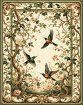 Bird Floral Nature Inspired Pattern Rug