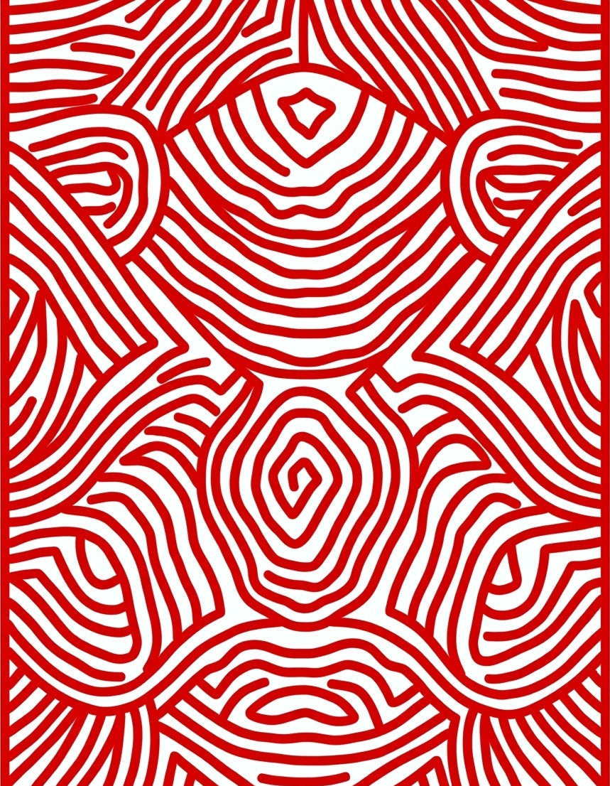 Abstract Red Swirls Pattern Rug