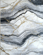 Gold Streaked Marble Pattern Rug