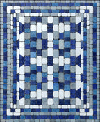 Blue White Abstract Block Pattern Rug