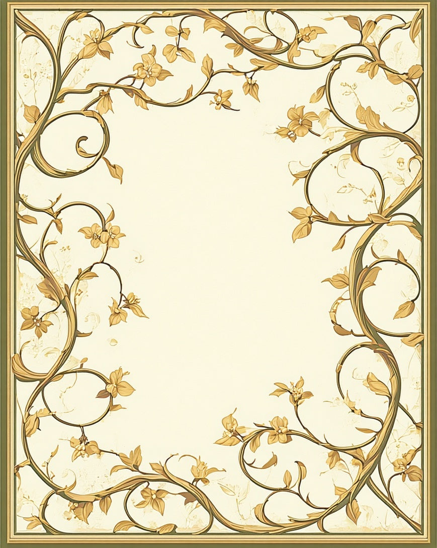 Elegant Floral Vine Art Nouveau Rug
