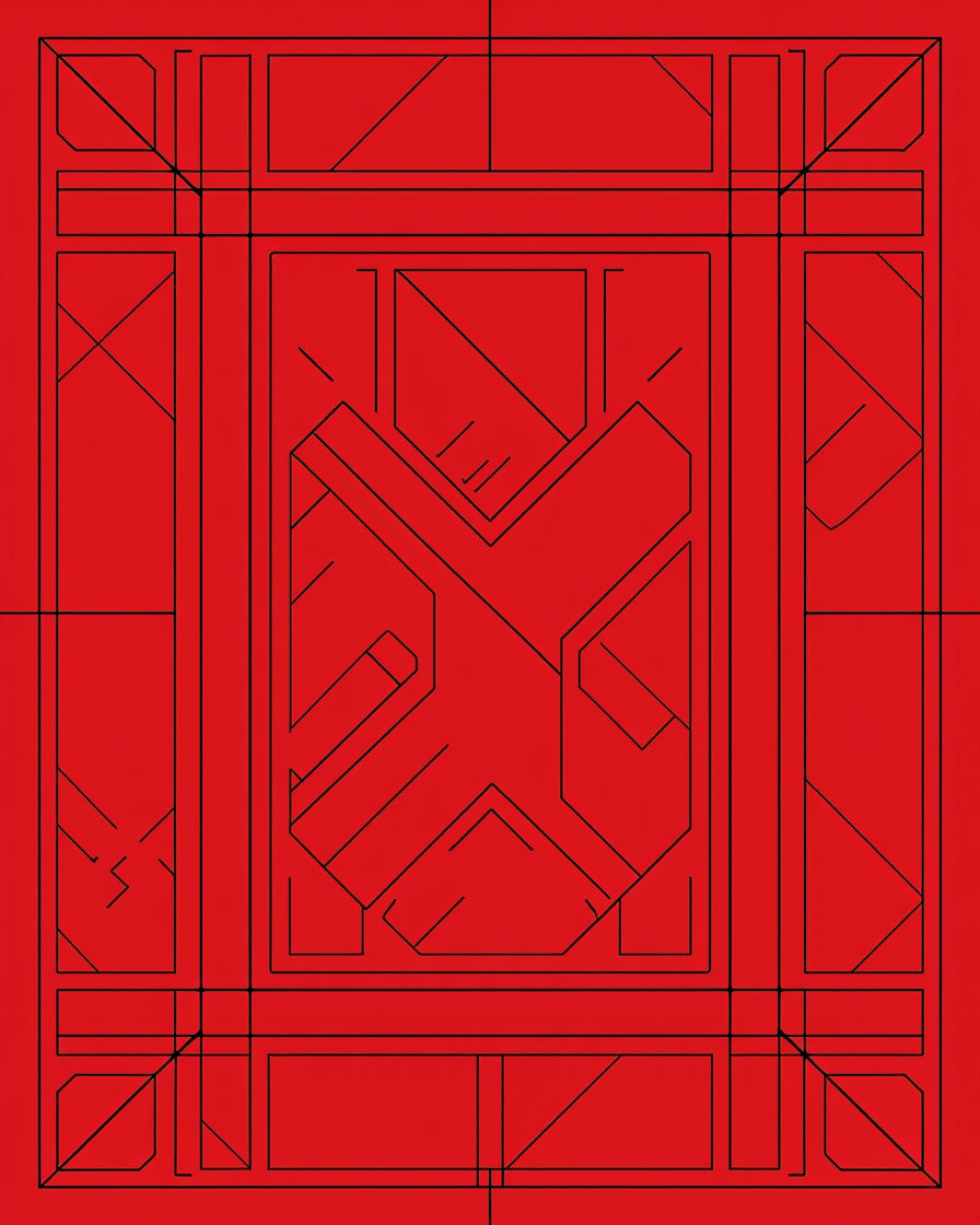 Bold Abstract Red Geometric Design Rug