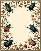 Ornate Insect Floral Vine Design Rug