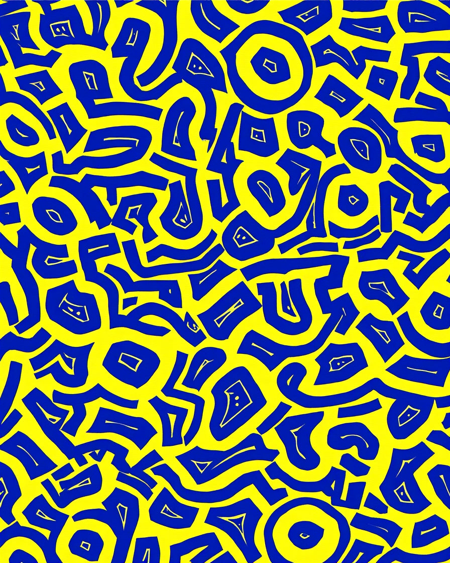 Abstract Blue Yellow Graphic Design Rug