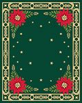 Festive Red Poinsettia Green Starry Rug