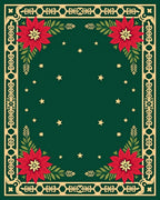 Festive Red Poinsettia Green Starry Rug