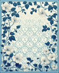 Elegant Blue Floral Pattern Rug