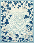 Elegant Blue Floral Pattern Rug