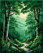 Verdant Forest Landscape Path Design Rug
