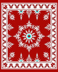 Striking Red White Starburst Motif Rug