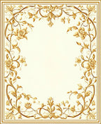 Golden Floral Vine Scroll Pattern Rug