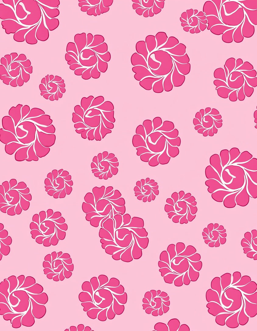 Pink Floral Swirl Pattern Rug