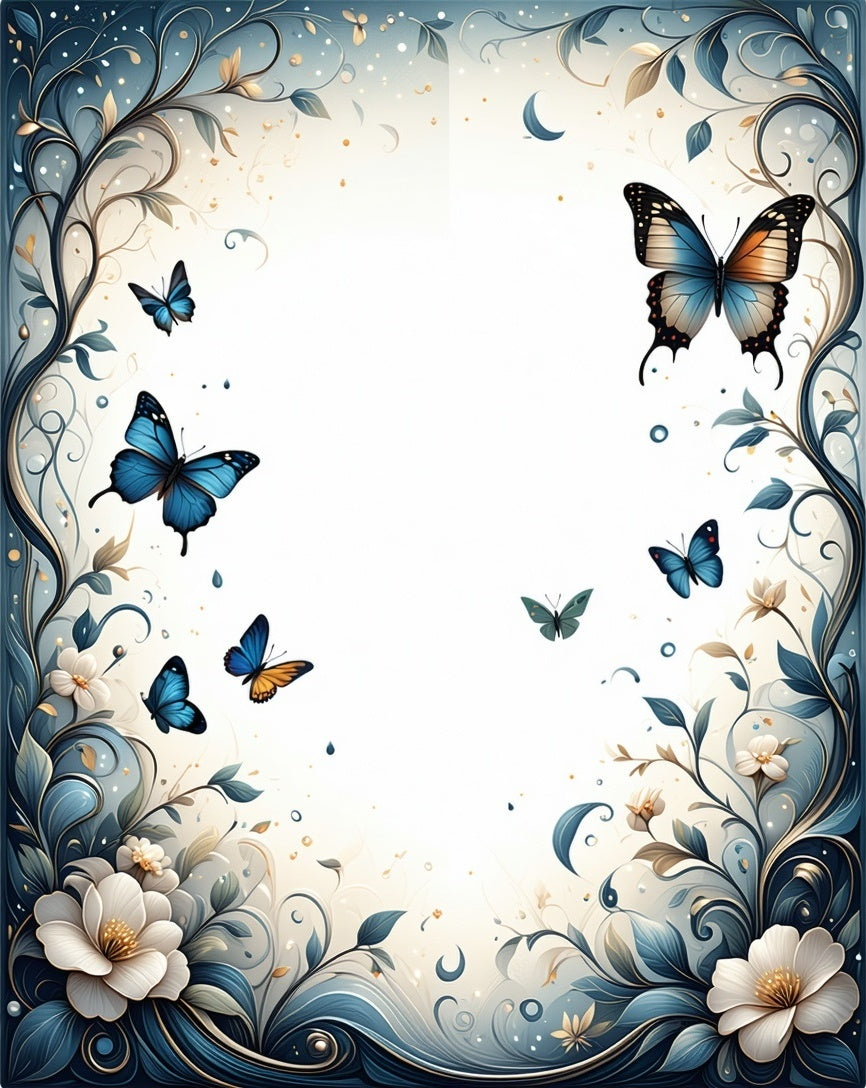 Enchanted Butterfly Floral Vine Pattern Rug
