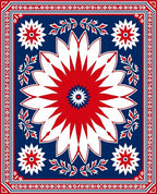 Bold Red White Starburst Medallion Rug