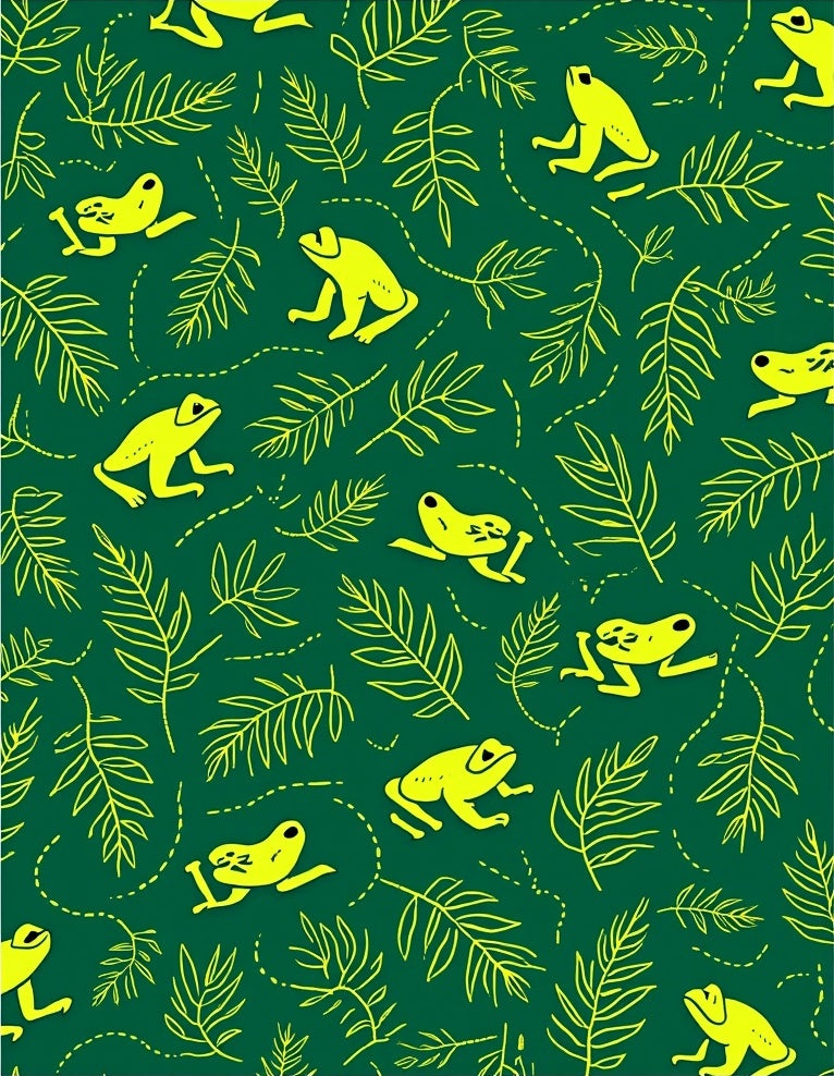 Yellow Frog Leaf Pattern Design Rug