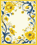 Radiant Yellow Floral Vine Design Rug