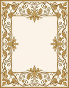 Elegant Gold Floral Art Nouveau Frame Rug