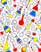 Vibrant Scientific Apparatus Doodle Pattern Rug