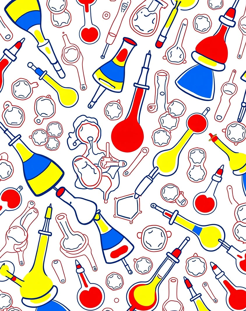 Vibrant Scientific Apparatus Doodle Pattern Rug