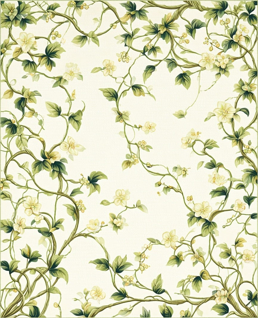 Vine Floral Garden Inspired Pattern Rug