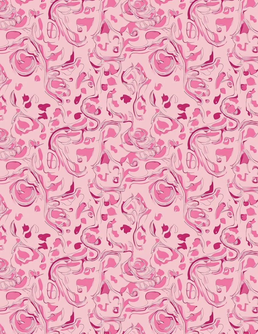 Pink Abstract Flowing Floral Pattern Rug