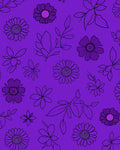 Purple Floral Outline Pattern Rug