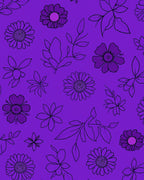 Purple Floral Outline Pattern Rug