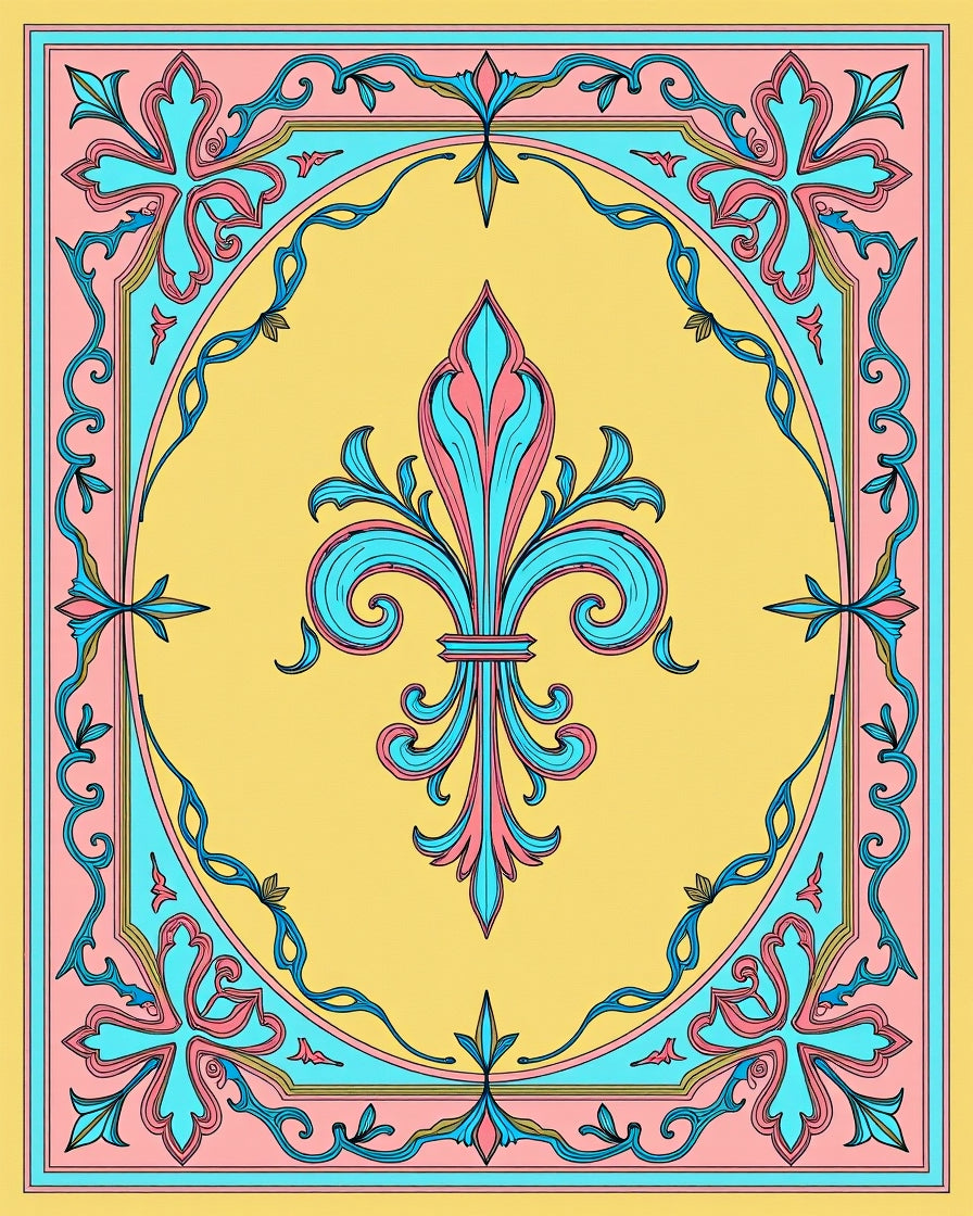 Fleur De Lis Abstract Patterned Design Rug