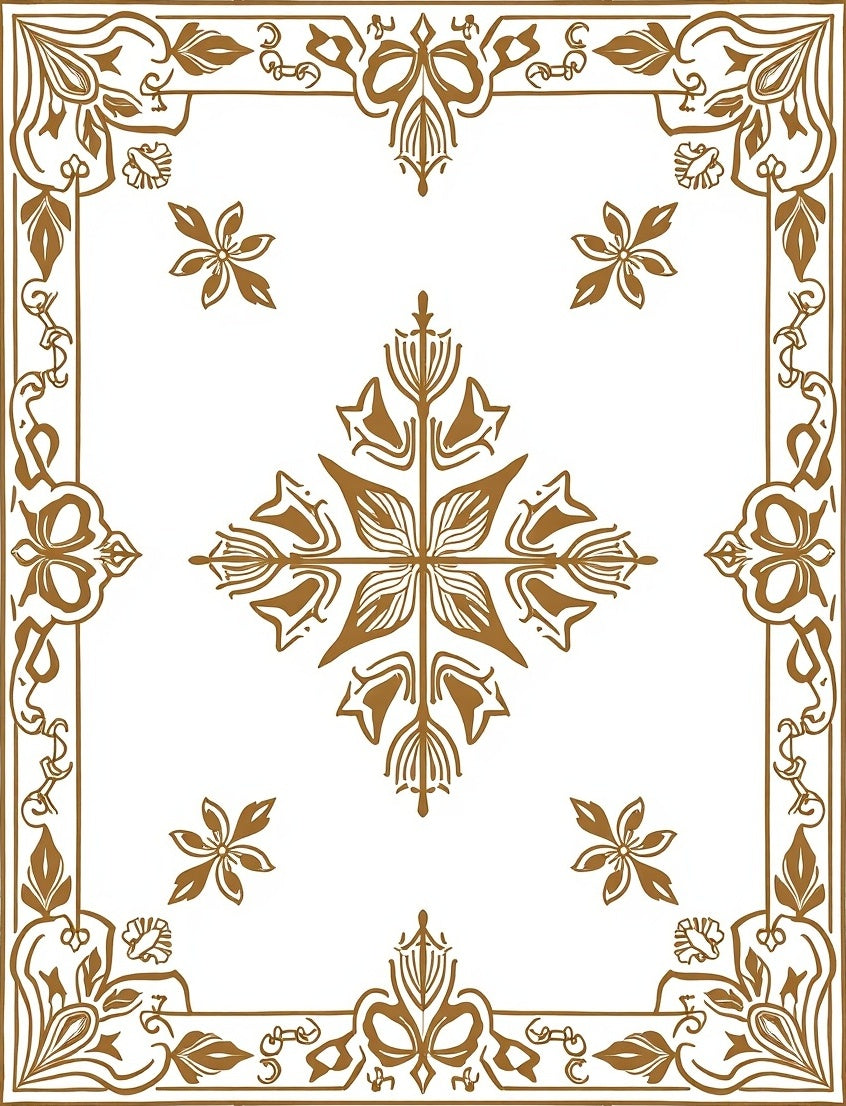 Art Nouveau Floral Scrollwork Design Rug