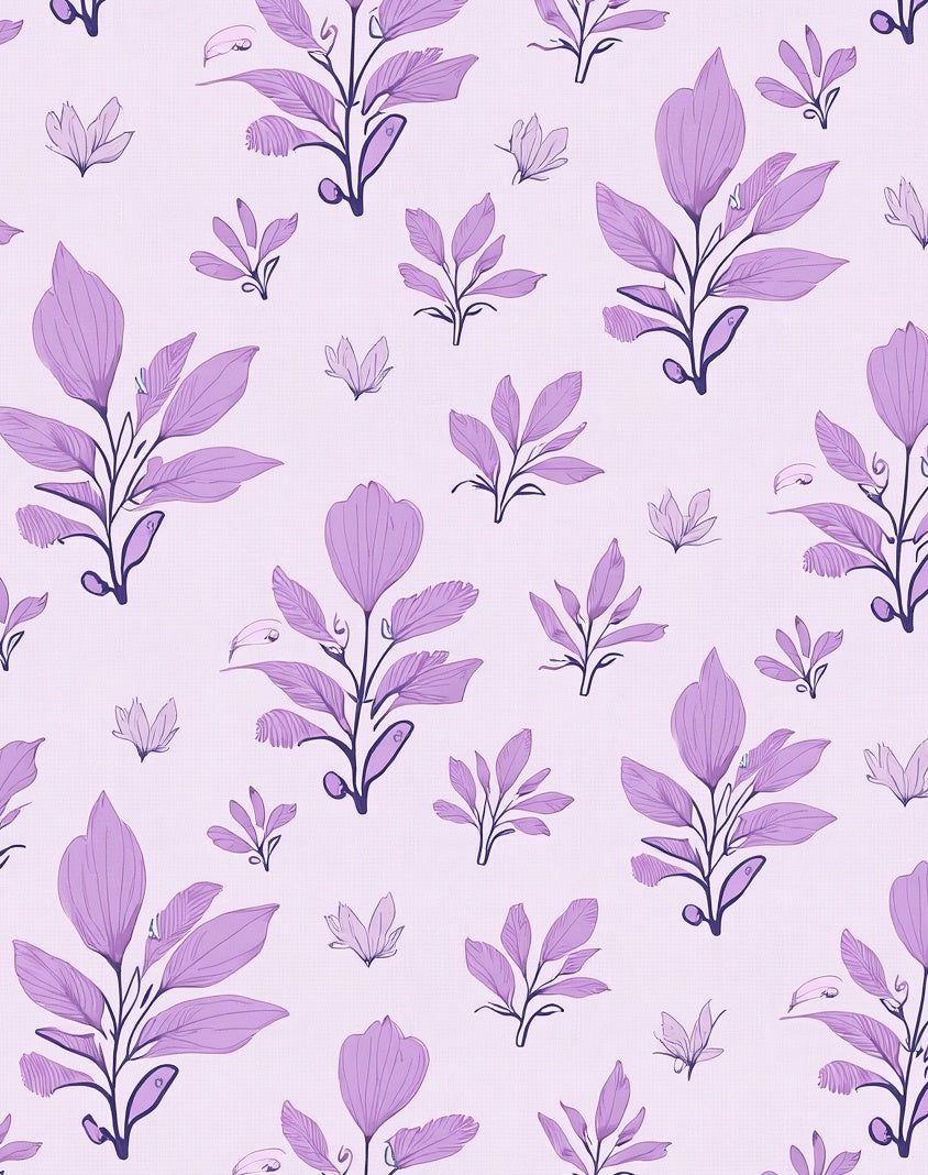 Purple Floral Patterned Botanical Design Rug