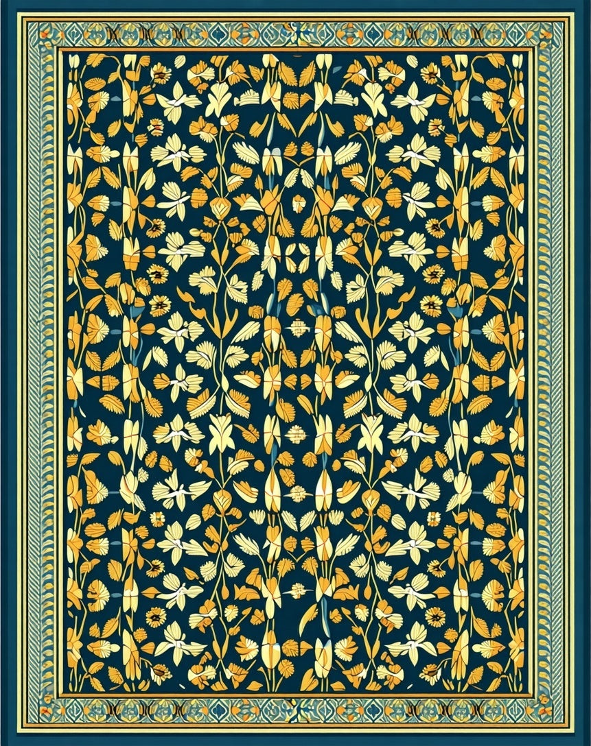 Floral Vines Garden Patterned Rug