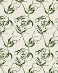 Dark Green Botanical Abstract Design Rug