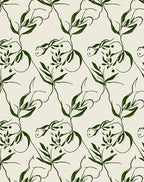Dark Green Botanical Abstract Design Rug