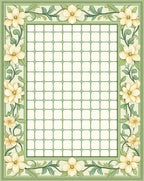 Floral Vine Grid Pattern Rug