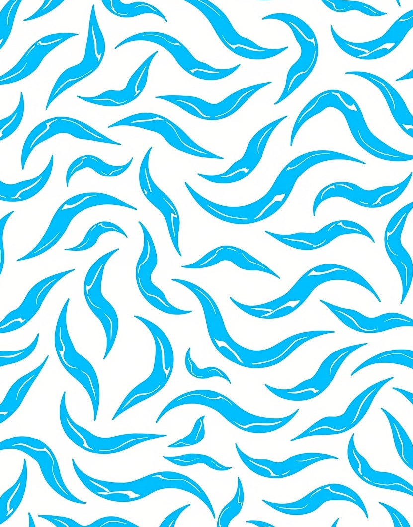 Abstract Blue Wavy Swirl Pattern Rug