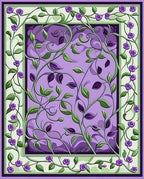 Purple Floral Vine Border Design Rug