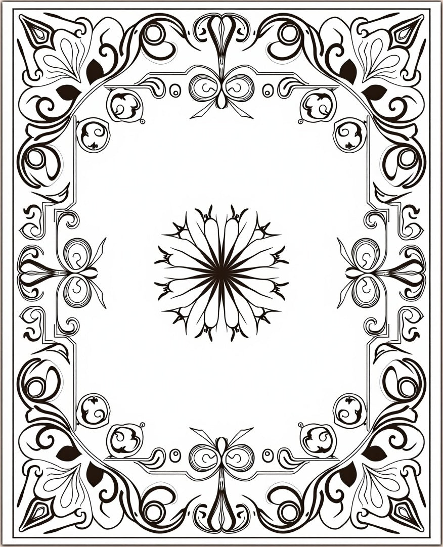 Ornate Floral Scrollwork Centerpiece Rug