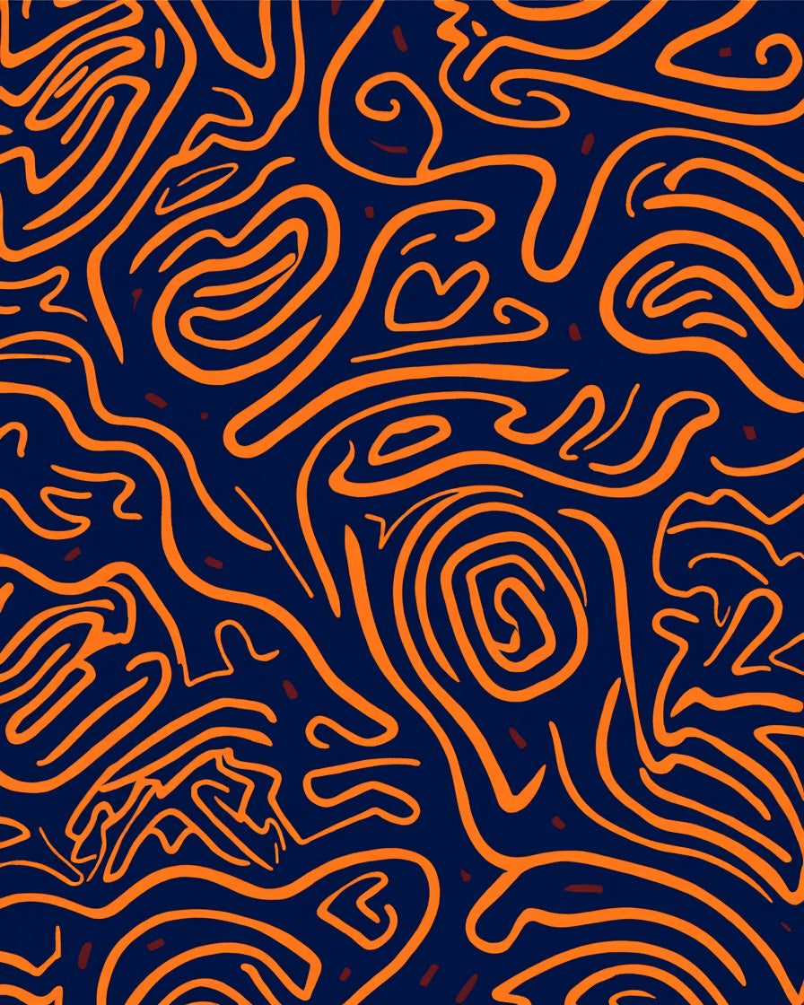 Abstract Swirly Orange Lines Rug