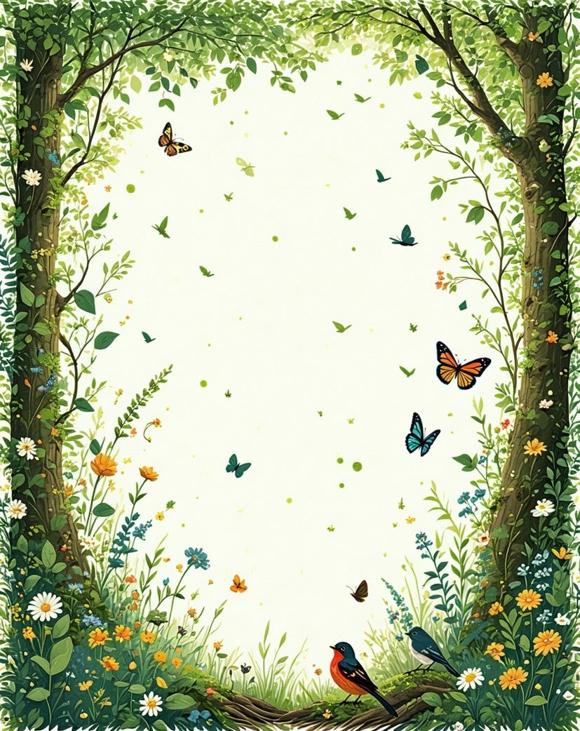 Enchanted Garden Butterflies Birds Rug