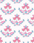 Pink Blue Bow Floral Pattern Rug