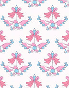 Pink Blue Bow Floral Pattern Rug