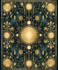 Ornate Celestial Botanical Gold Pattern Rug