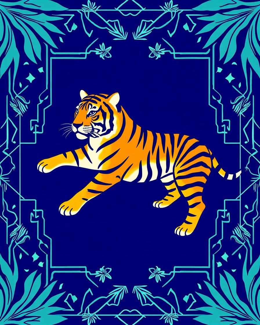 Bold Tiger Jungle Frame Design Rug