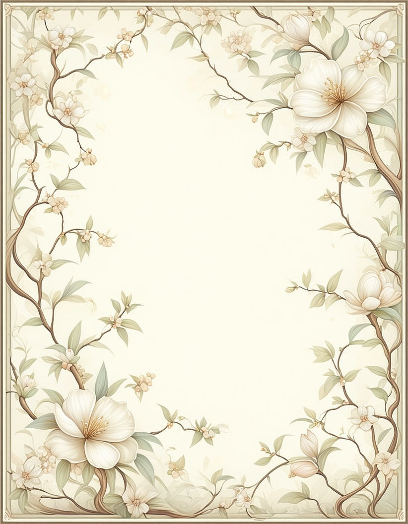 Delicate Floral Branches With Bloom Accents Rug