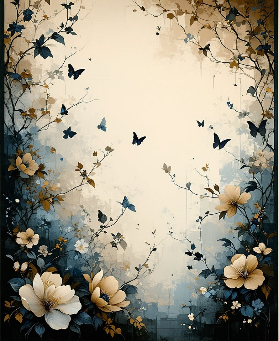 Ethereal Floral Butterfly Garden Design Rug