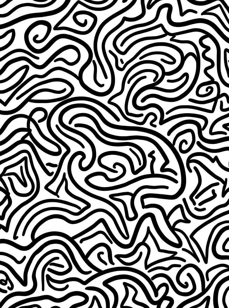 Abstract Black White Swirl Pattern Rug