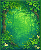 Vibrant Green Forest Pathway Rug