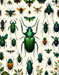 Emerald Beetle Botanical Print Rug