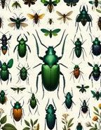 Emerald Beetle Botanical Print Rug