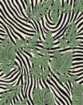 Green Foliage Zebra Print Design Rug